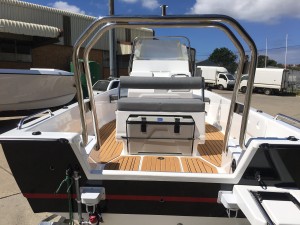 Fusion 19 with faux teak marine mat