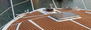 Faux teak U Grooved marine swim platform pad